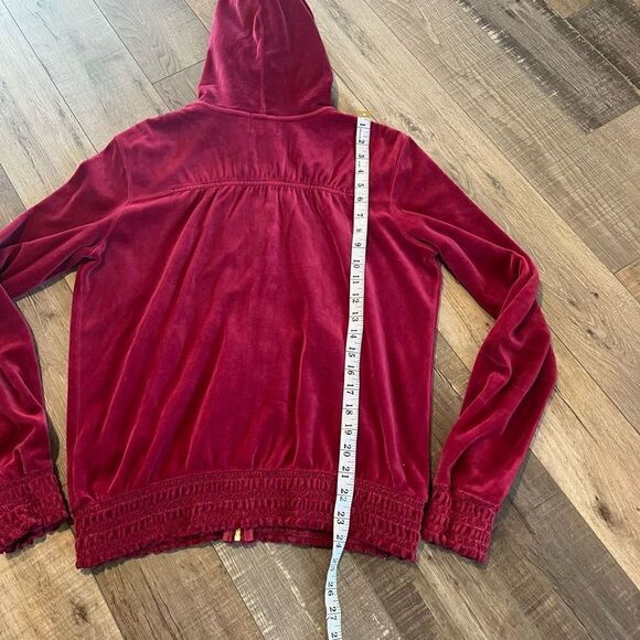 Juicy Couture Y2K Burgundy Smocked Zip-Up Sweater Size XL - Picture 3 of 6